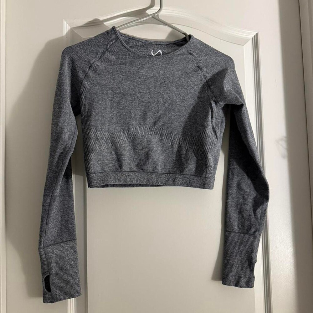 Gymshark Long Sleeve Crop Top Grey Seamless Athletic Gymwear Women S